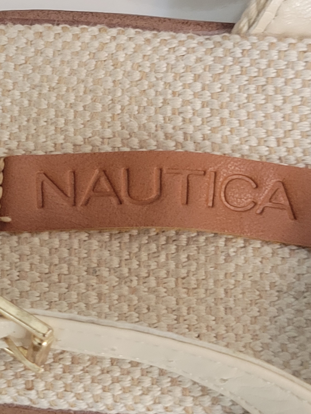 Nautica Cream Knotted Rope T-Strap Sandals Women, Size 8 - Picture 5 of 6
